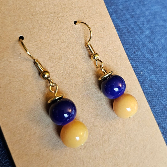 Blue and Gold "School Spirit" Earrings