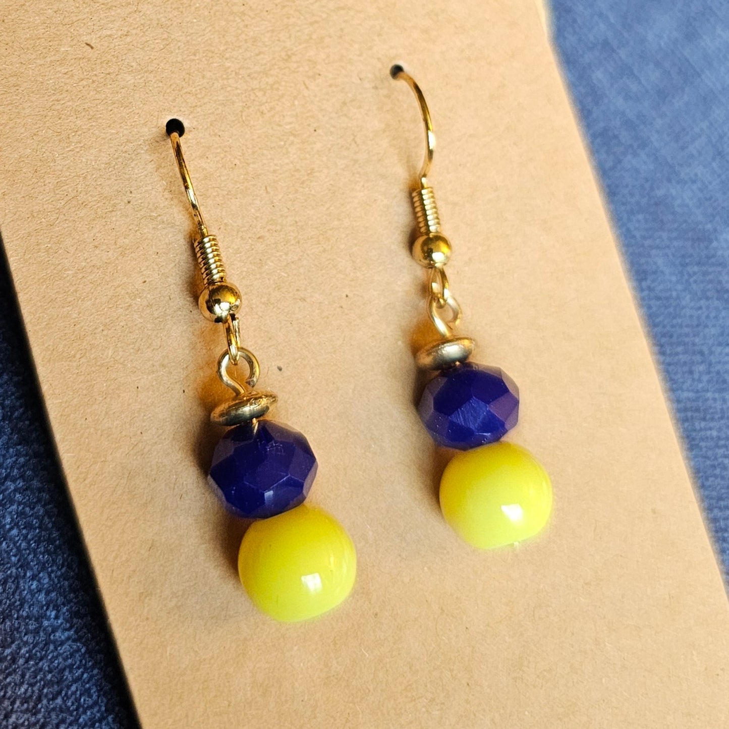 Blue and Gold "School Spirit" Earrings