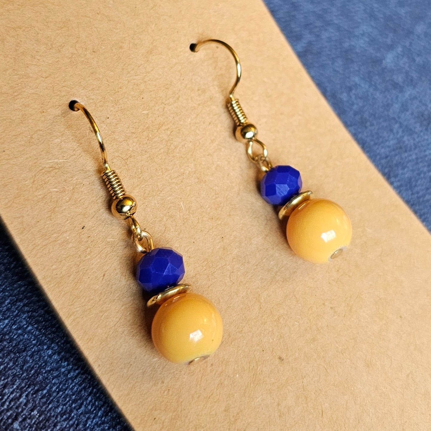 Blue and Gold "School Spirit" Earrings