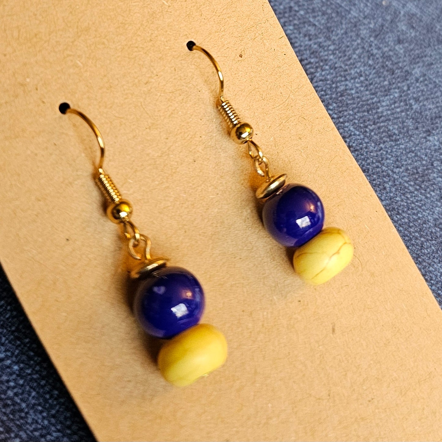 Blue and Gold "School Spirit" Earrings