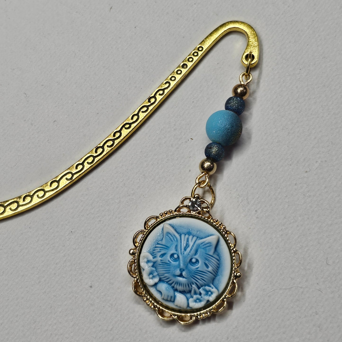 Light Blue Cat Cameo Bookmark