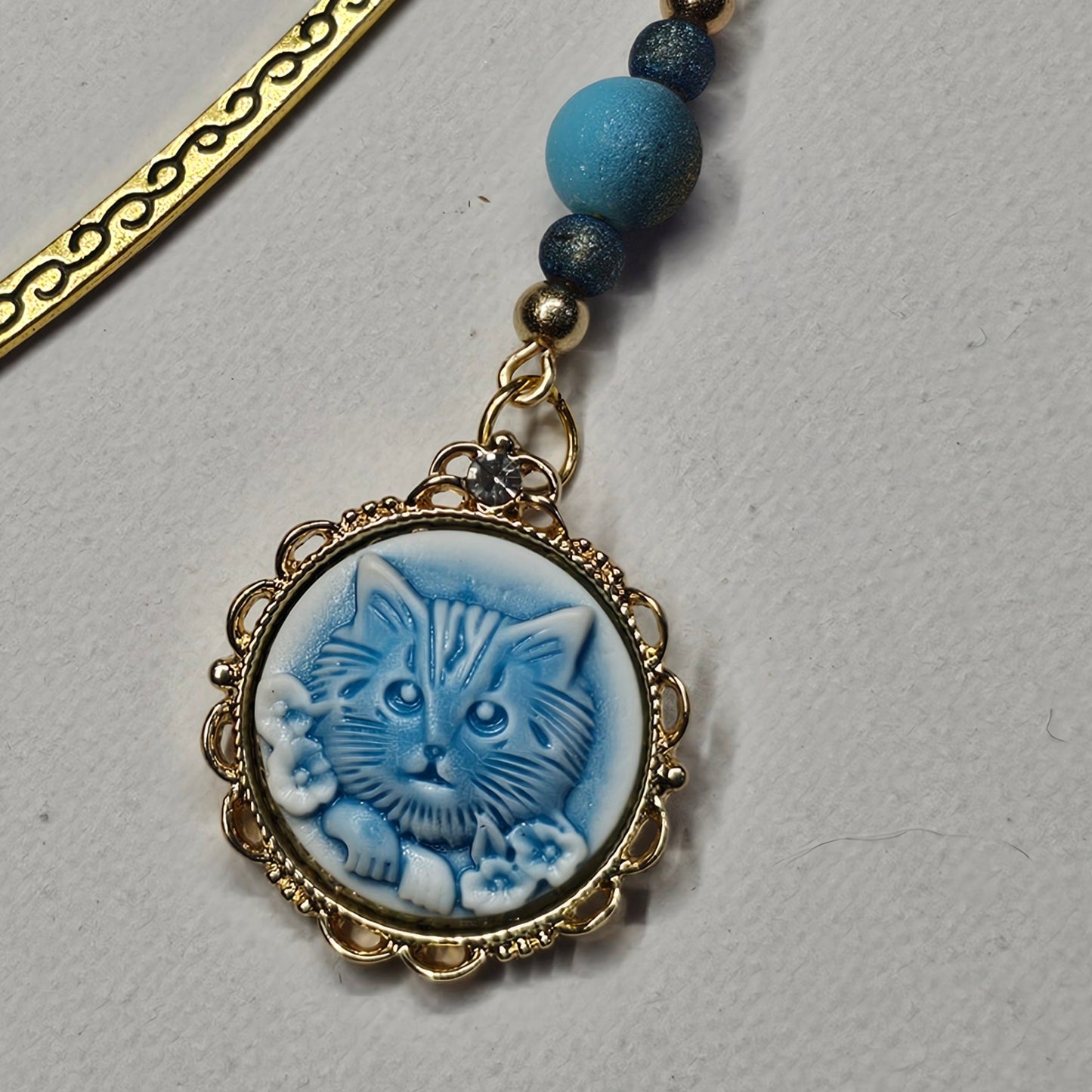 Light Blue Cat Cameo Bookmark