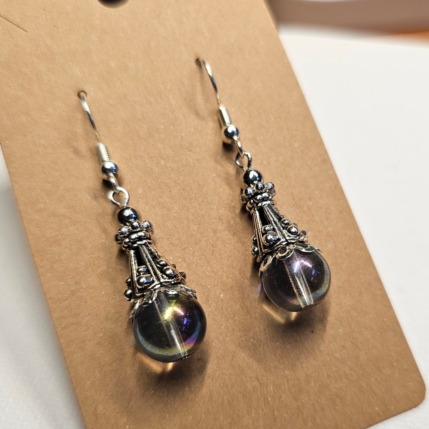 Clear Iridescent Bead Earrings