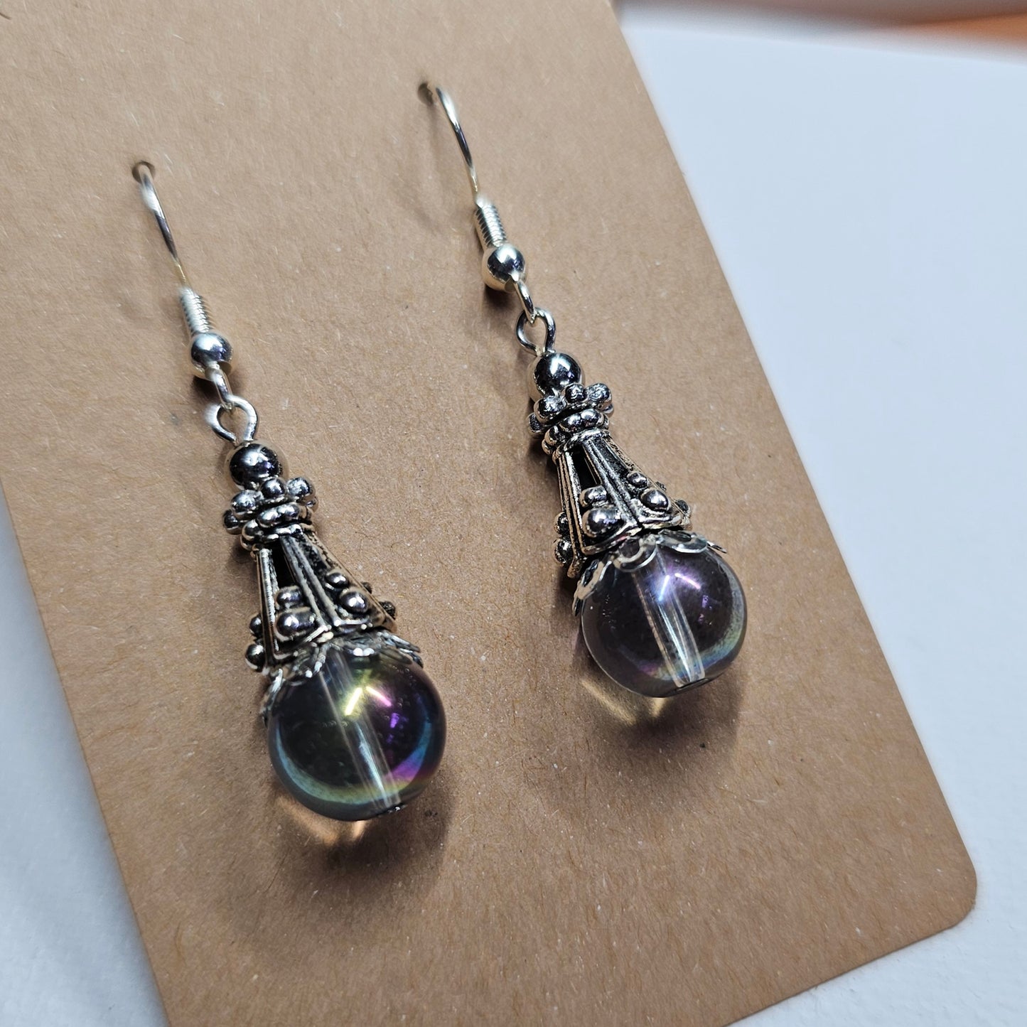 Clear Iridescent Bead Earrings