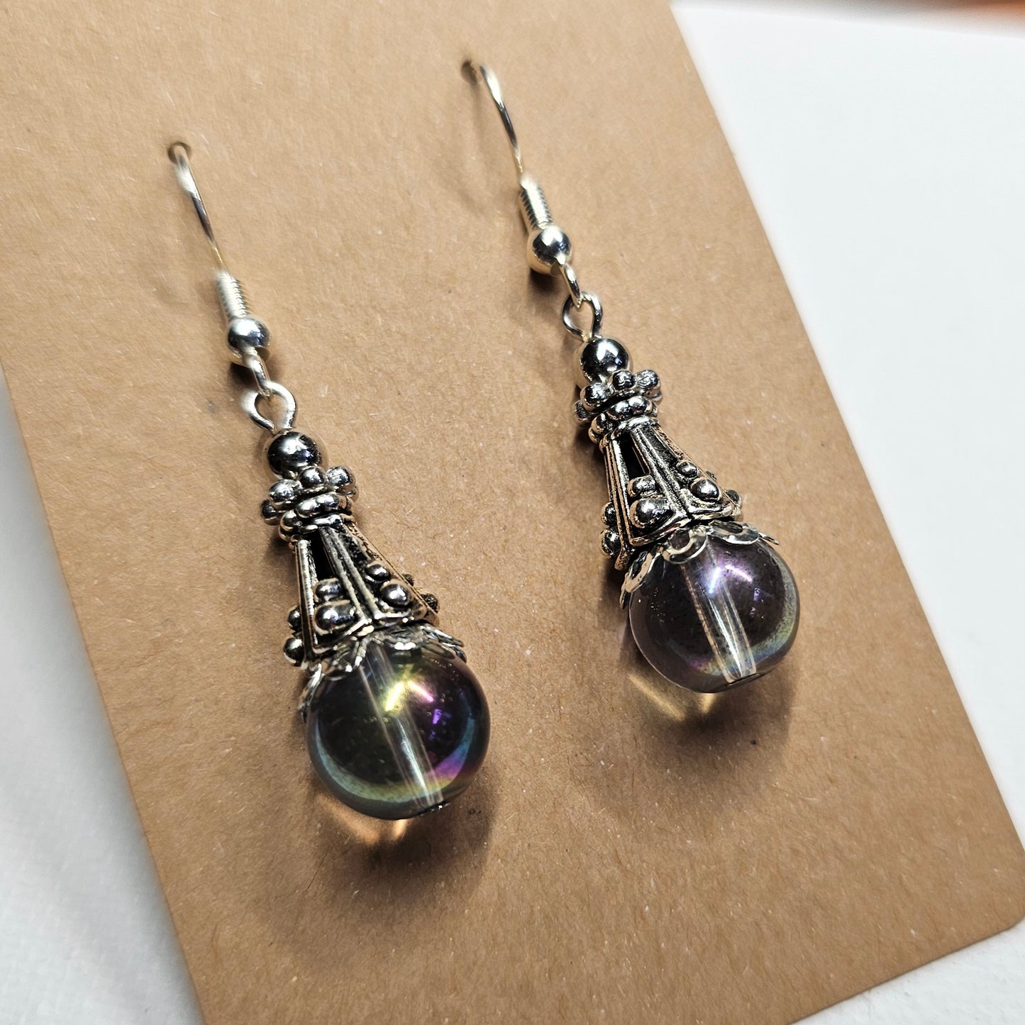 Clear Iridescent Bead Earrings