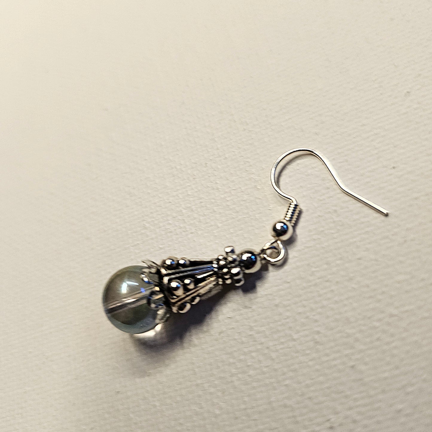 Clear Iridescent Bead Earrings