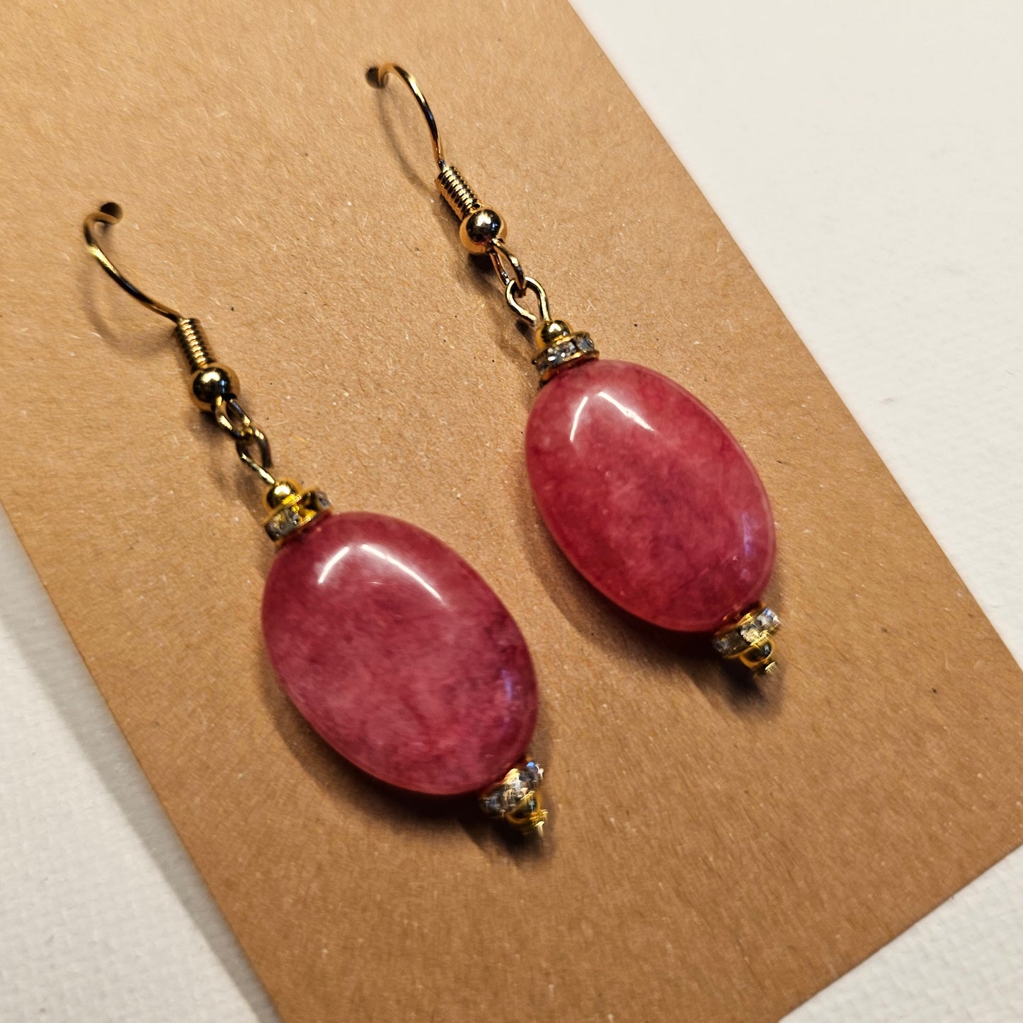 Lovely Dark Pink Oval Earrings