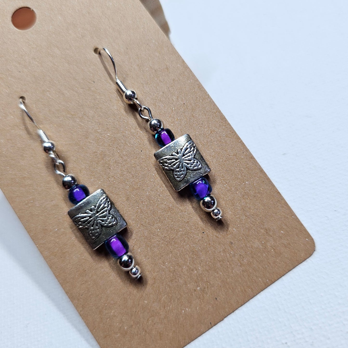 Silver Butterfly Bead Earrings