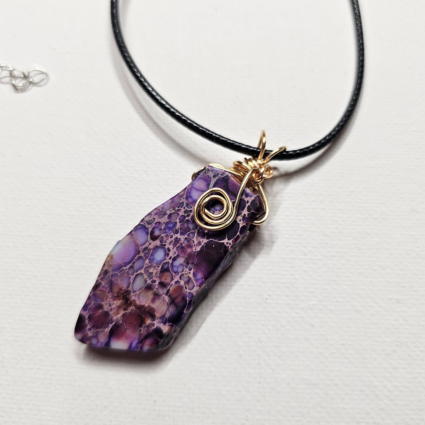 Hand Wire-Wrapped Purple Jasper Pendant Necklace