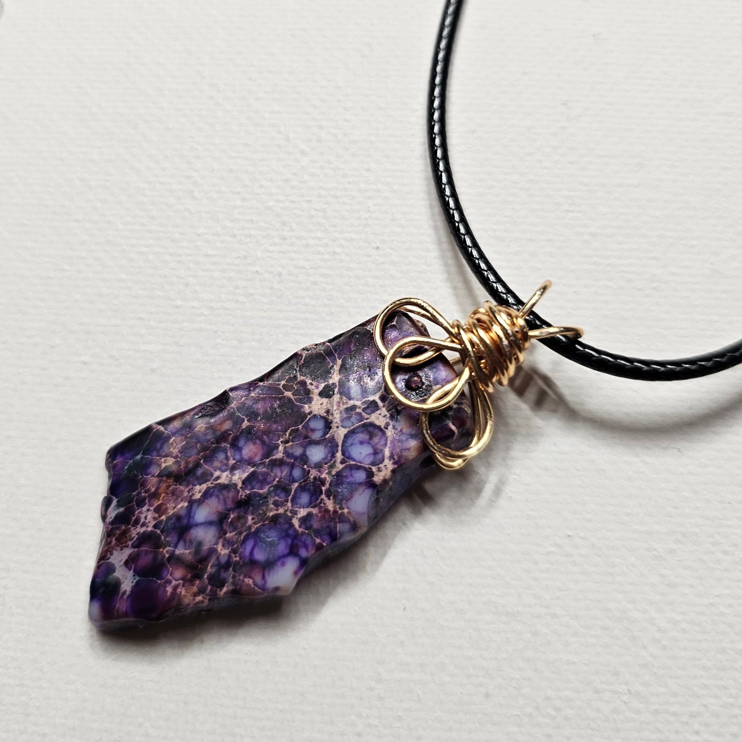 Hand Wire-Wrapped Purple Jasper Pendant Necklace