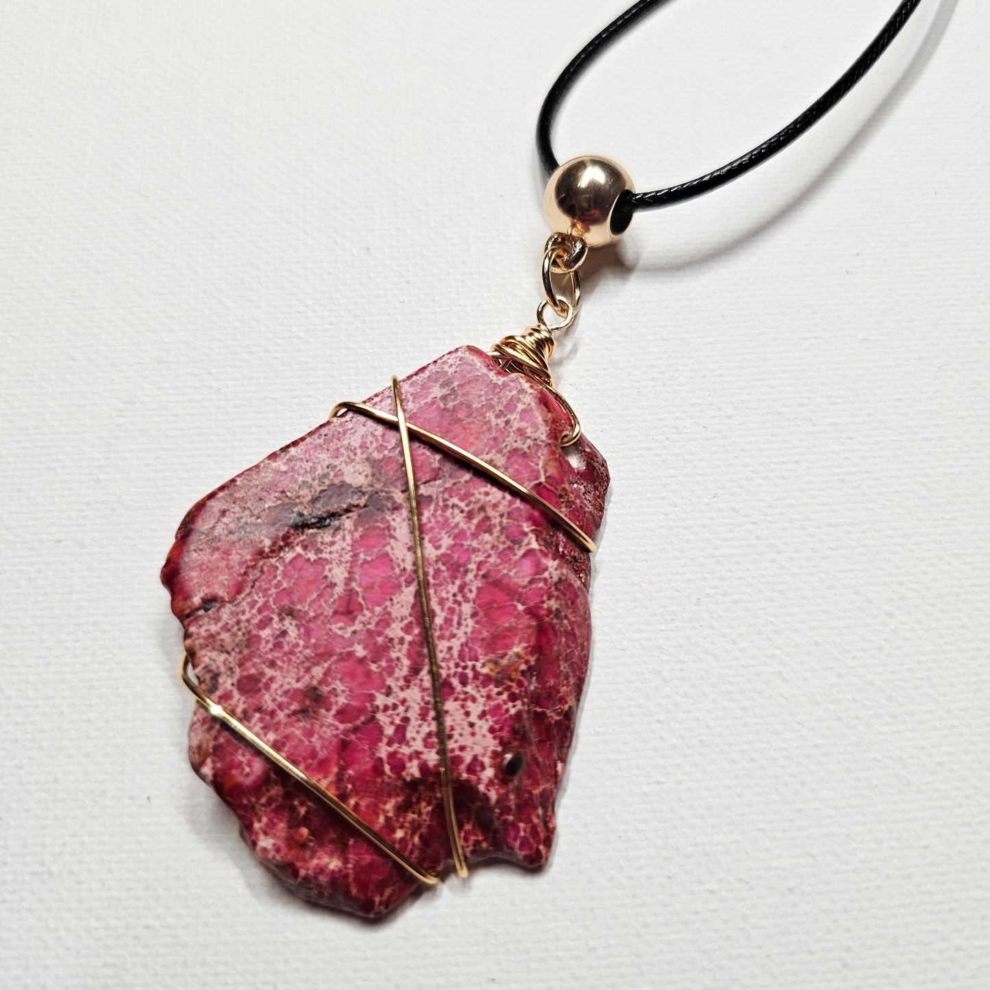 Hand Wire-Wrapped Red Jasper Pendant Necklace