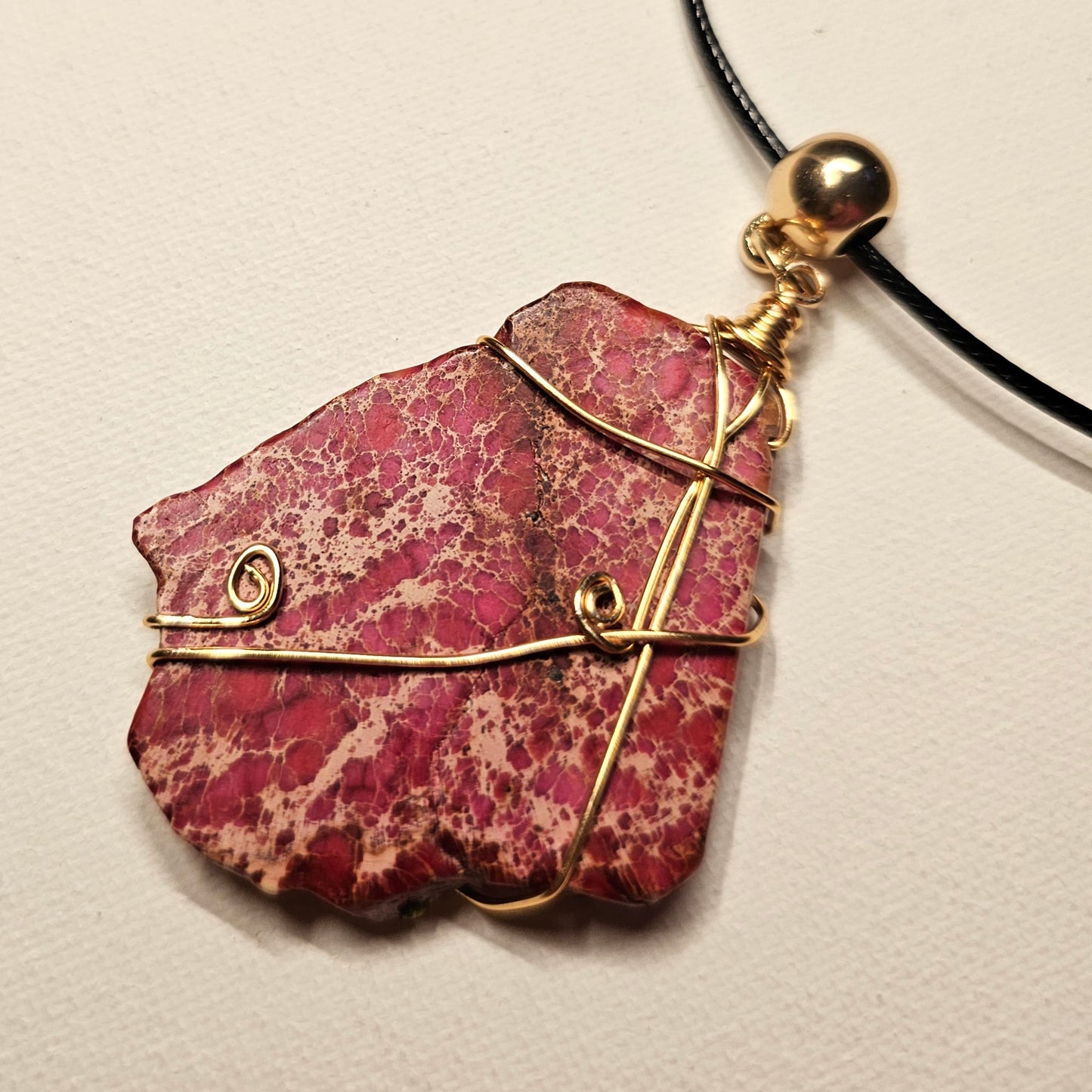 Hand Wire-Wrapped Red Jasper Pendant Necklace