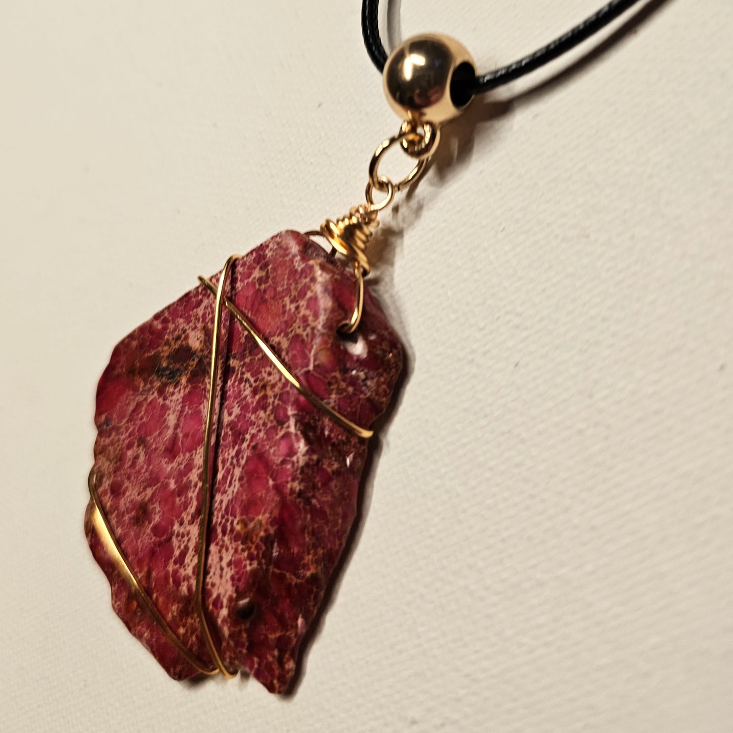 Hand Wire-Wrapped Red Jasper Pendant Necklace