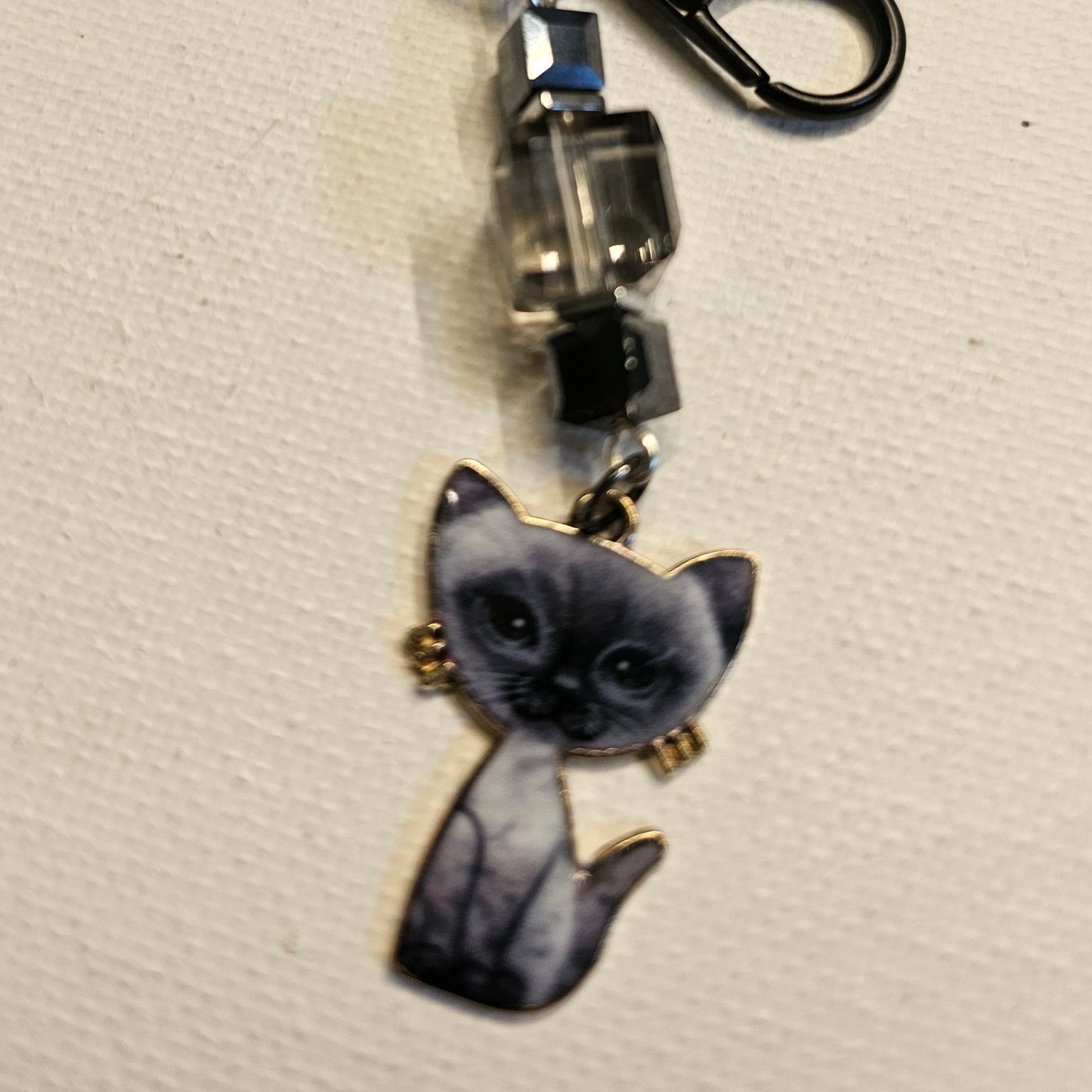Gray and Black Cat Keychain