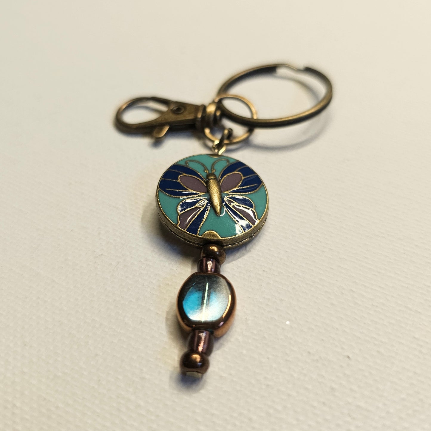 Turquoise and Purple Butterfly Keychain