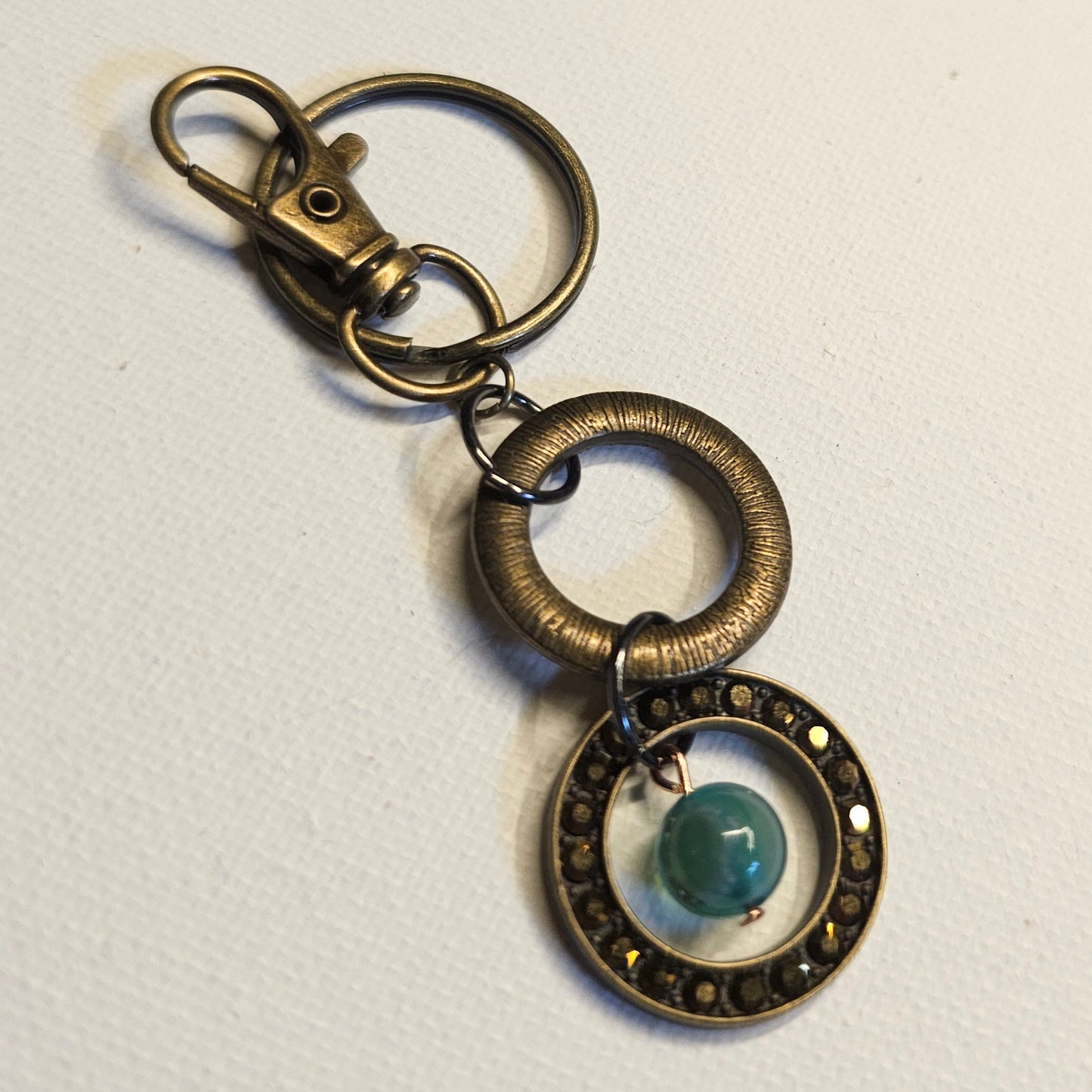 Bronze and Teal Keychain