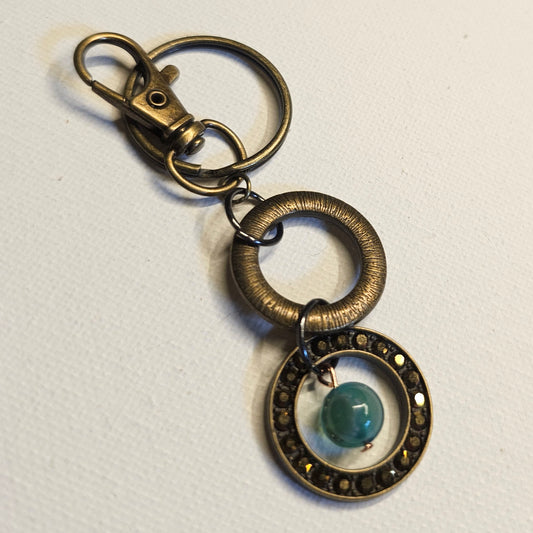 Bronze and Teal Keychain