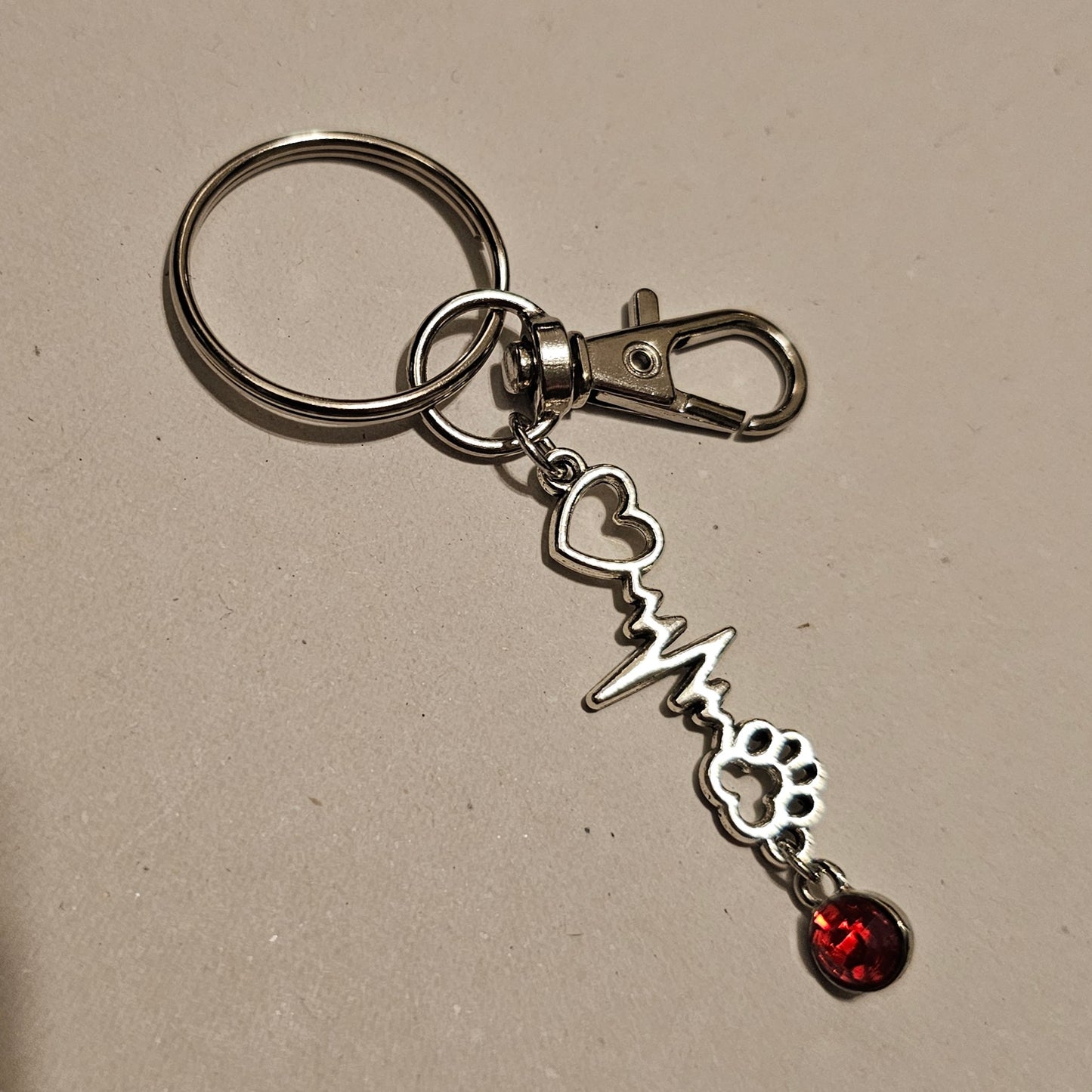 Red Jeweled My Pet Is The Beat Of My Heart Keychain