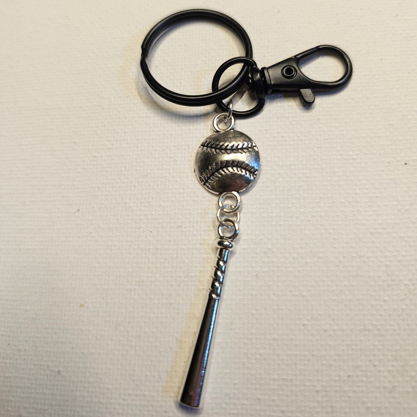 Black and Silver Baseball Keychain