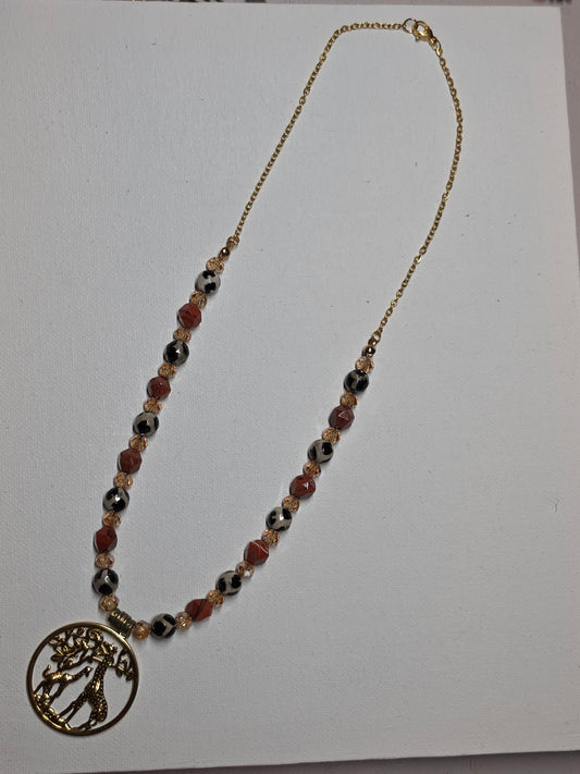 Mama and Baby Giraffe Pendant Necklace