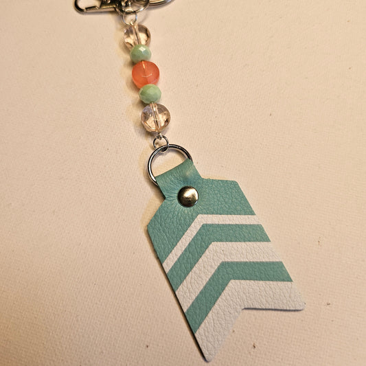 Teal and Coral Keychain