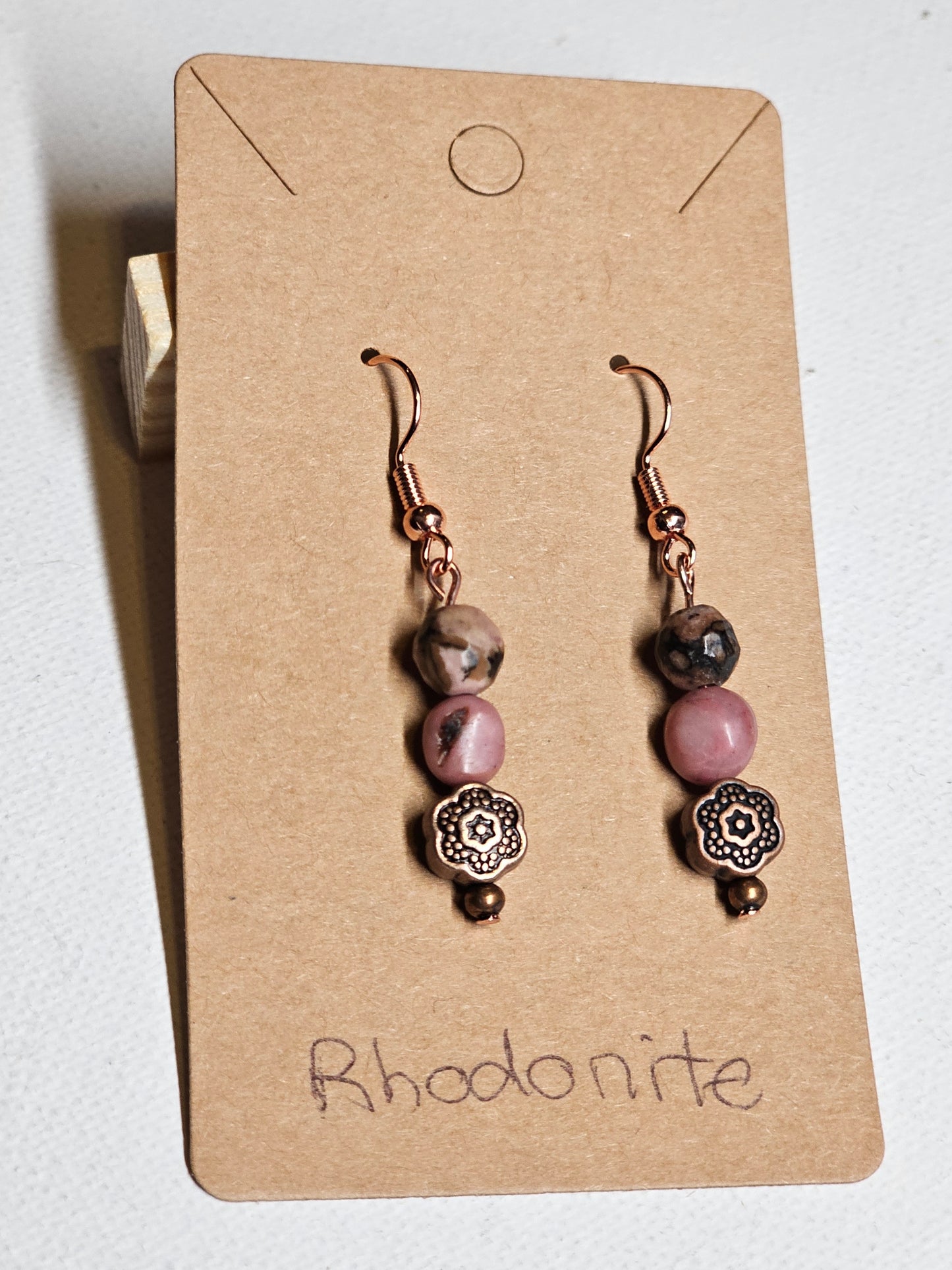 Rhodonite Flower Earrings