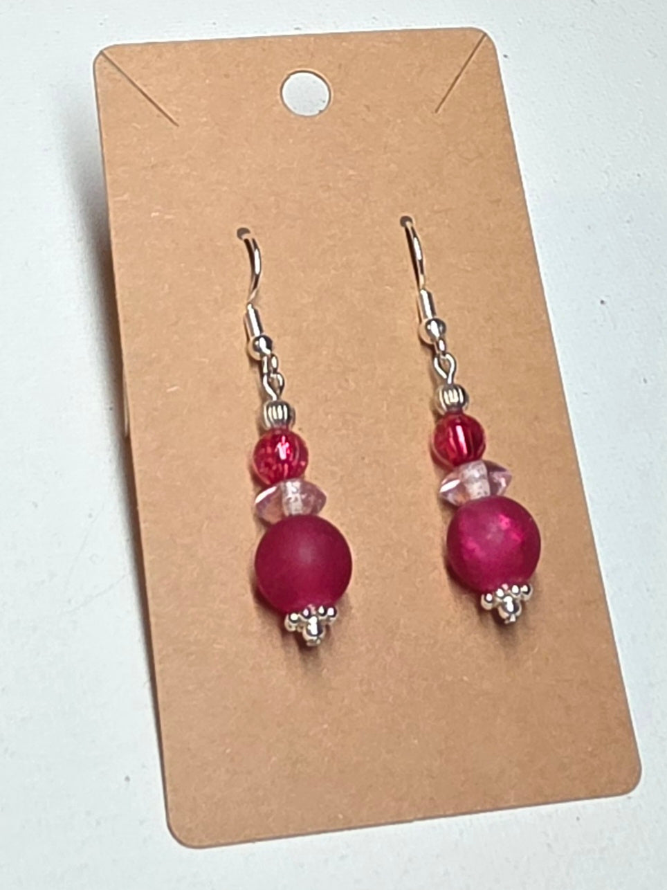 Magenta, Pink, and Silver Earrings