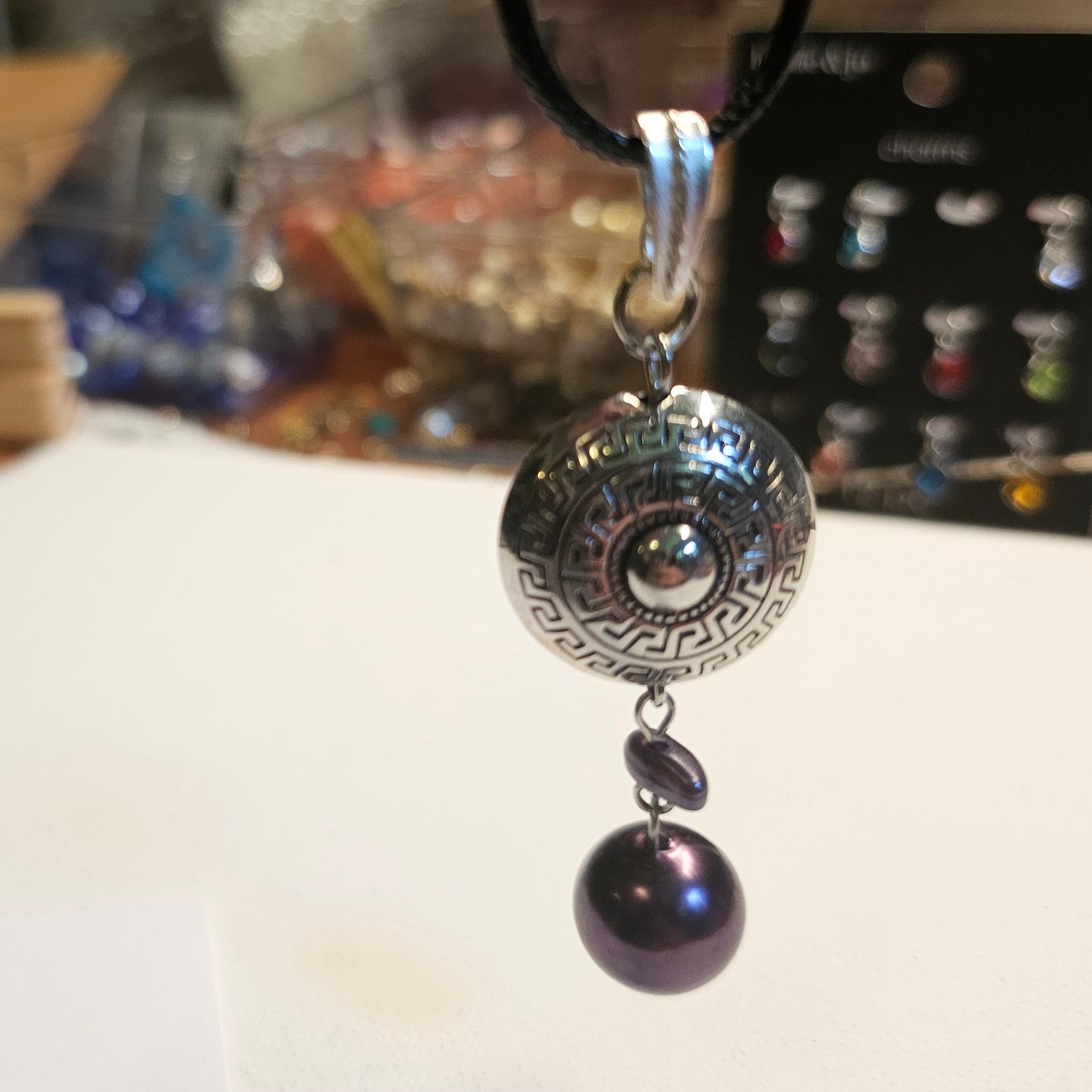 Silver and Purple Metallic Necklace