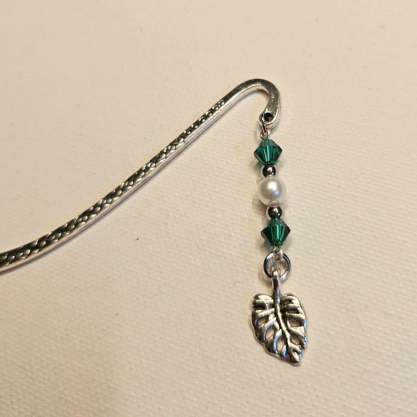 Green and Pearl Monstera Leaf Bookmark