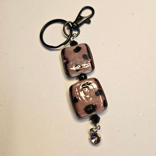Purple and Black Spotted Keychain