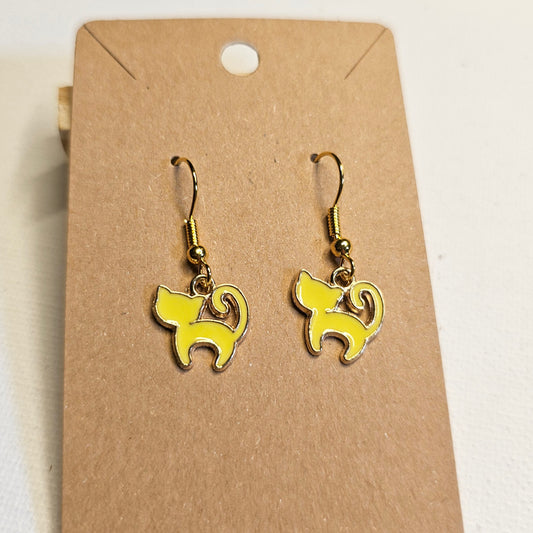 Yellow Petite Cat Earrings