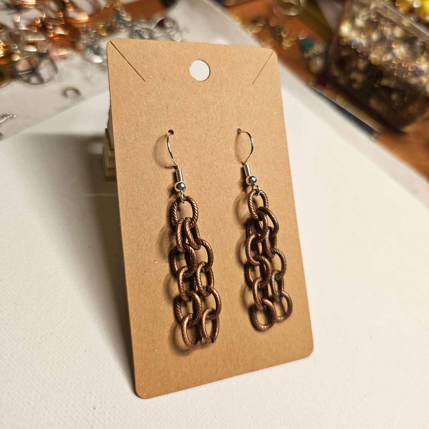 Textured Oval Chain Earrings