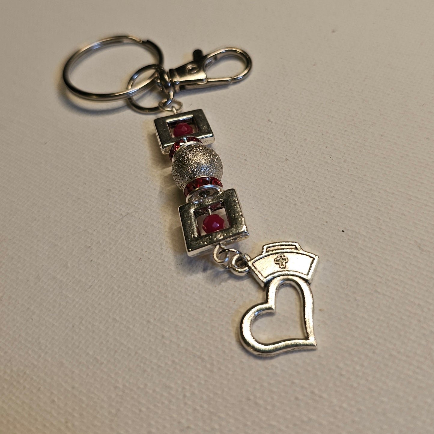 Red and Silver Nurse Keychain