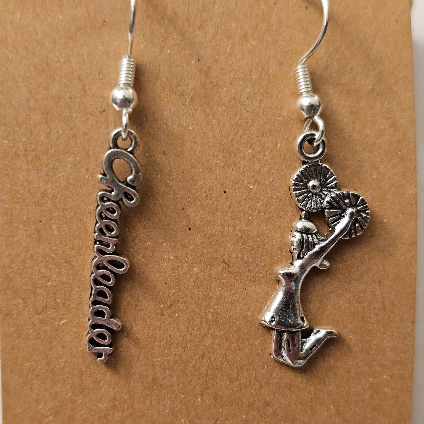 Asymmetrical Silvery Cheerleader Earrings