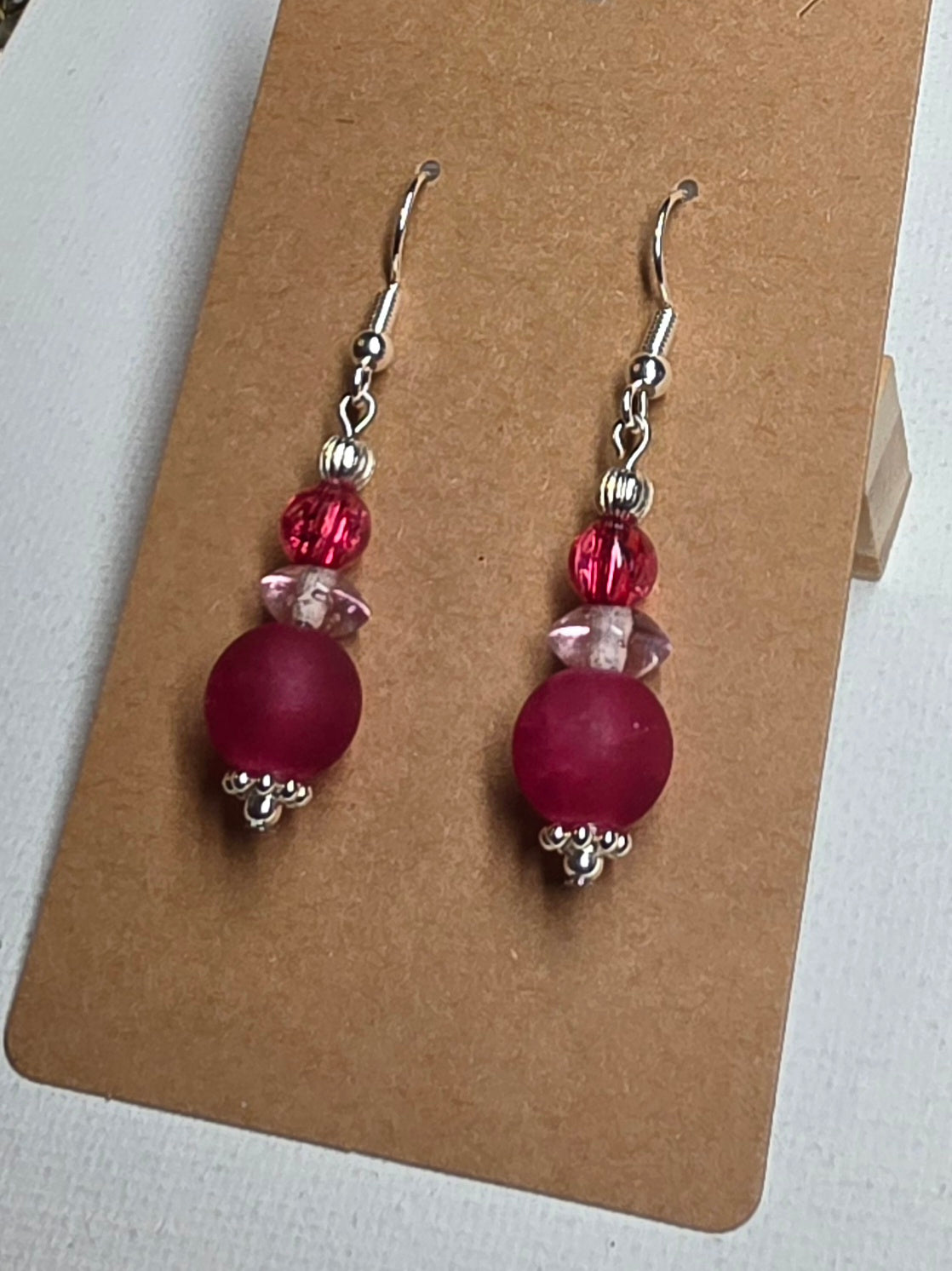 Magenta, Pink, and Silver Earrings