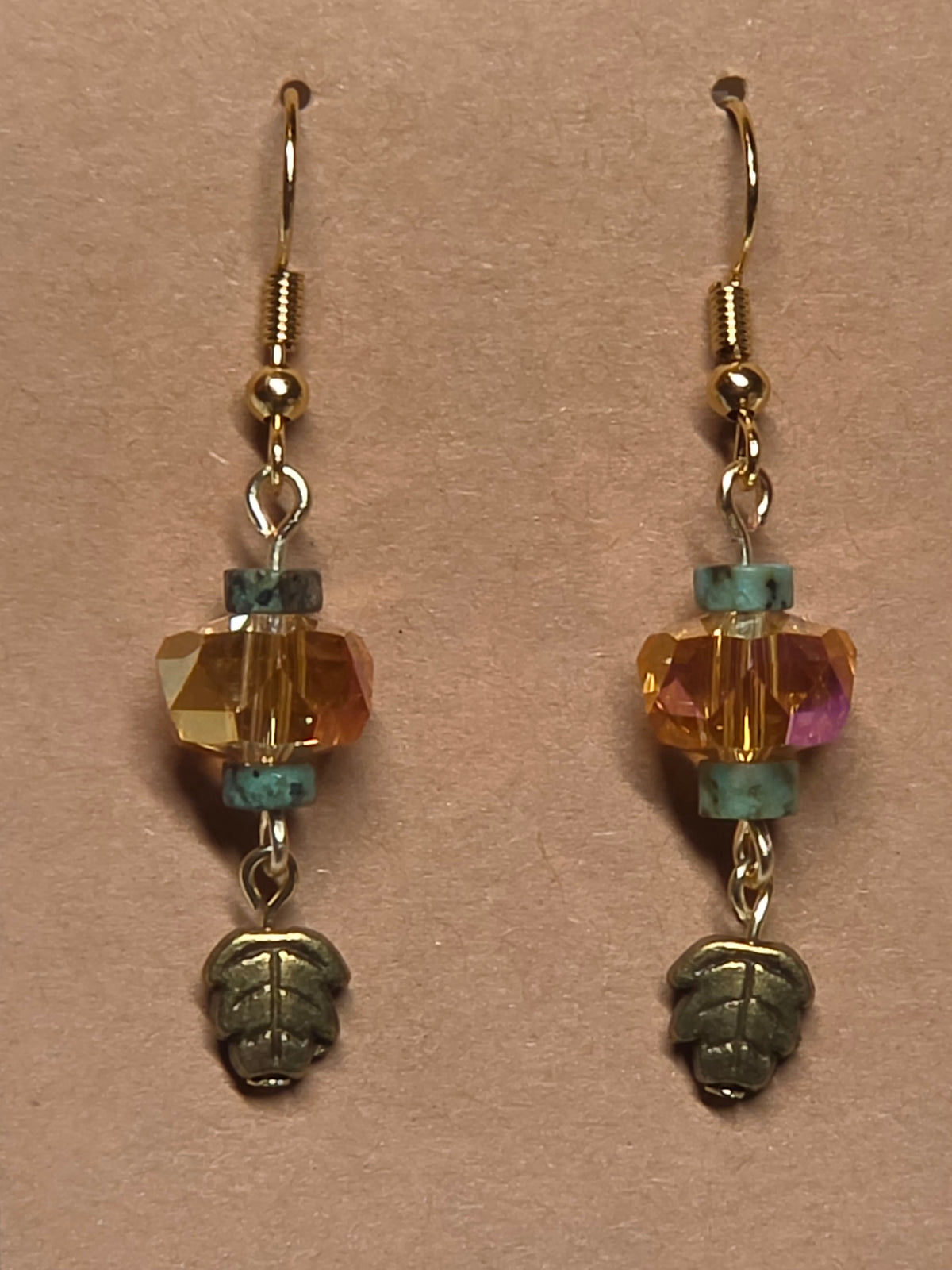 Leafy Orange and Turquoise Earrings