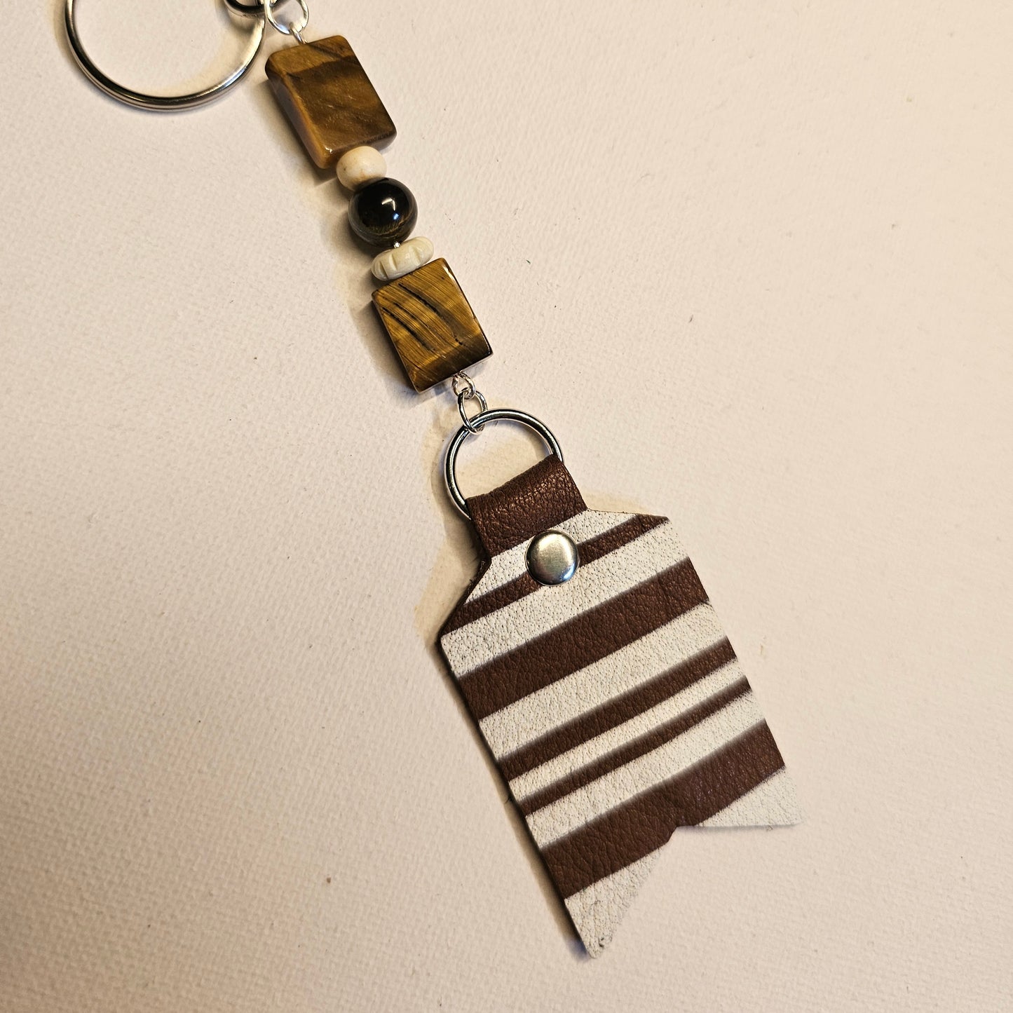 Tiger Eye and Brown Stripe Keychain