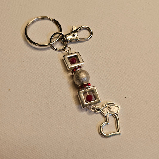 Red and Silver Nurse Keychain