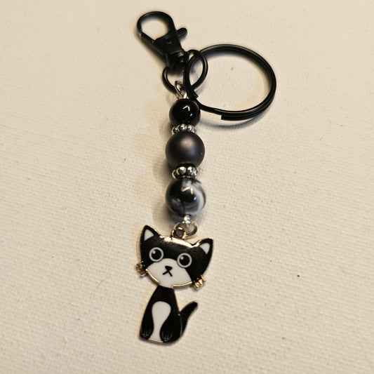 Black and White Cat Keychain