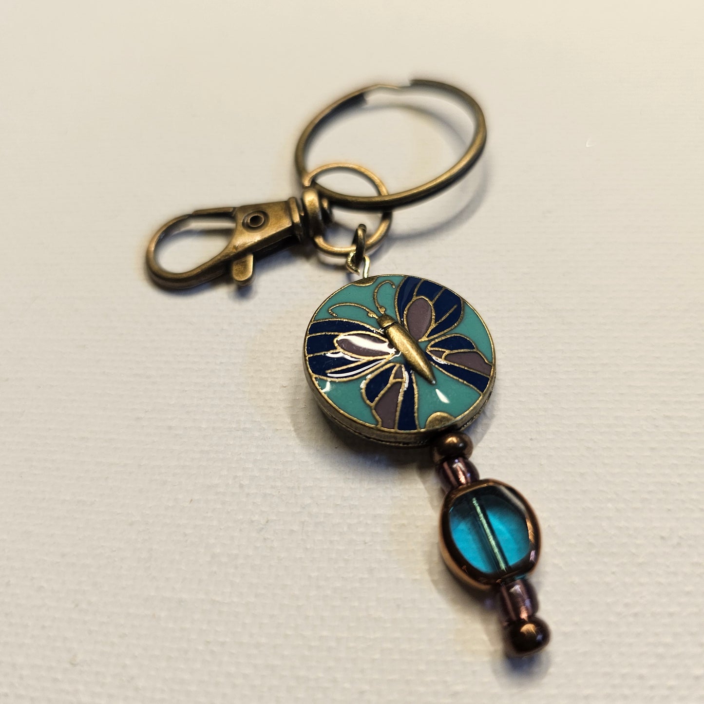 Turquoise and Purple Butterfly Keychain