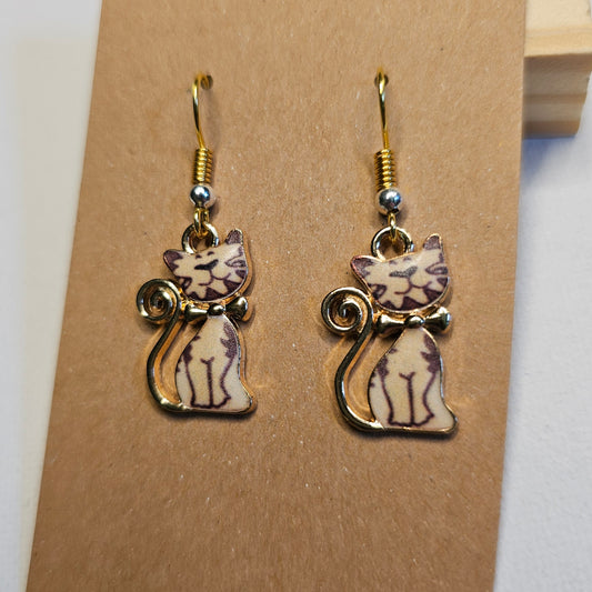 Tiger Golden Tail Fancy Cat Earrings