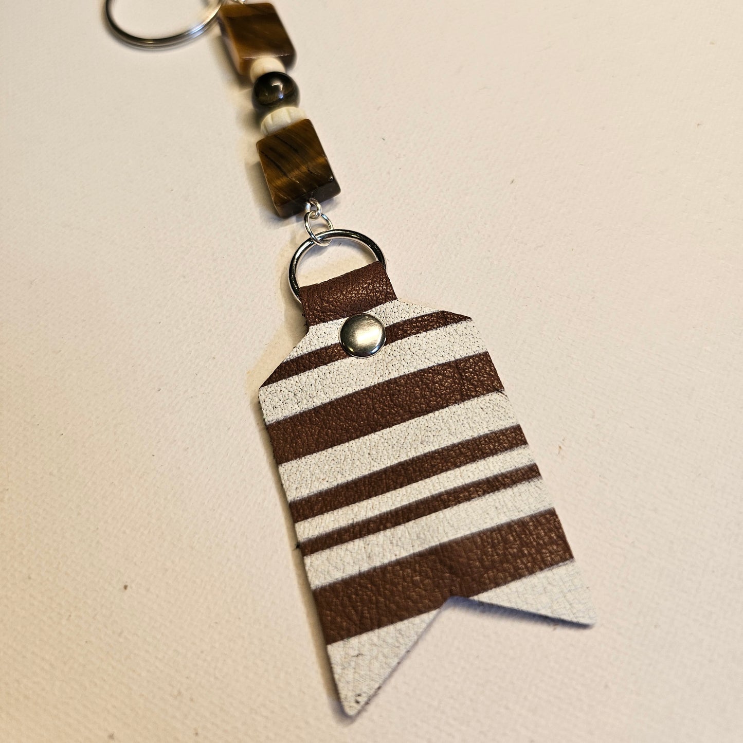 Tiger Eye and Brown Stripe Keychain