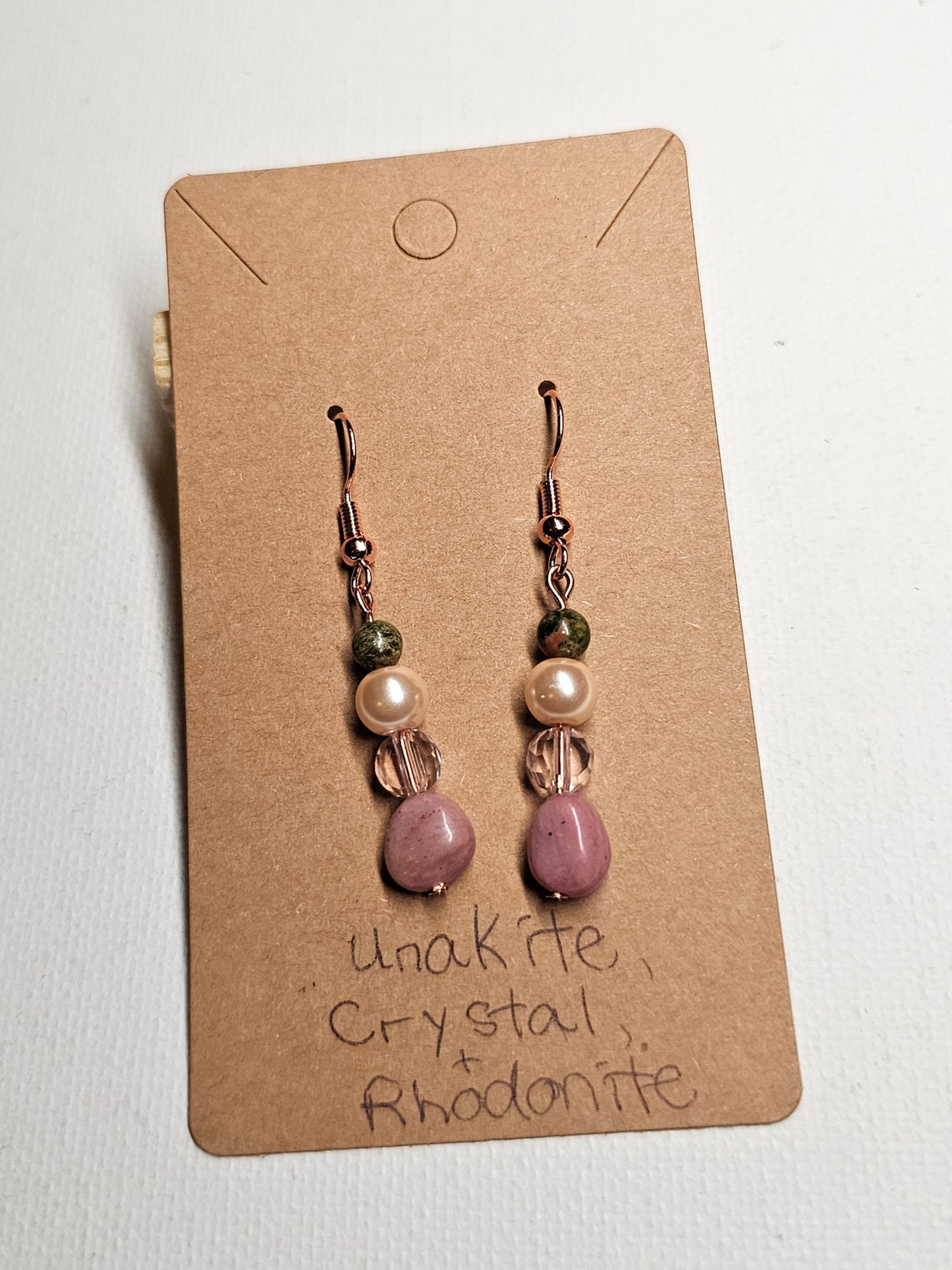 Peachy Pink and Green Earrings