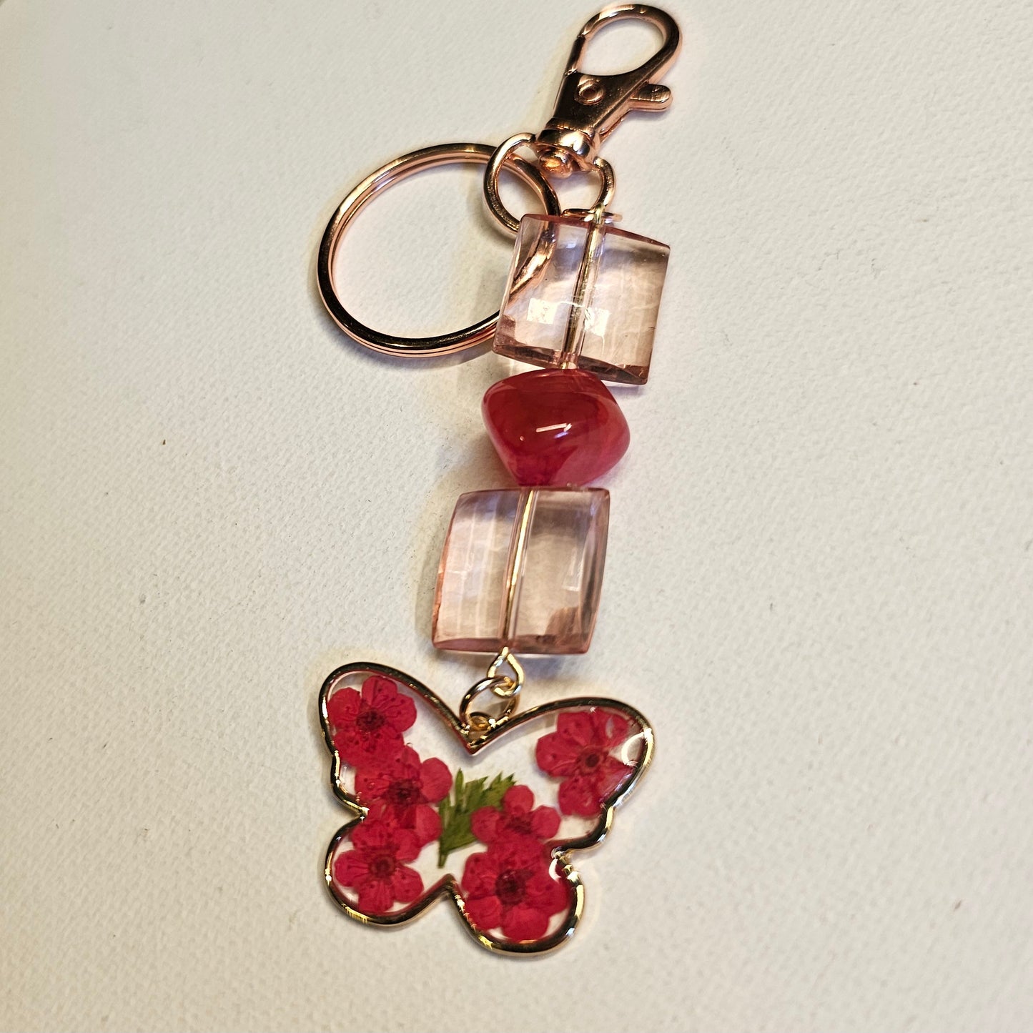 Dried Flower Butterfly Keychain
