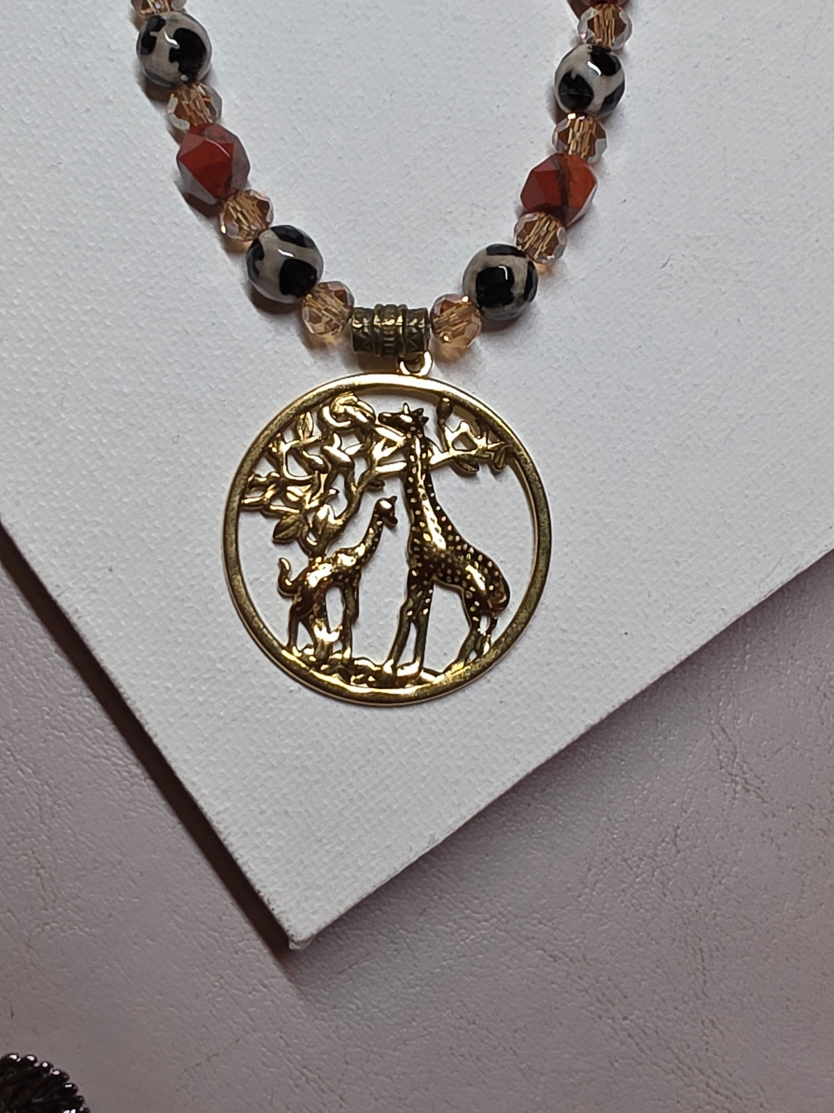 Mama and Baby Giraffe Pendant Necklace