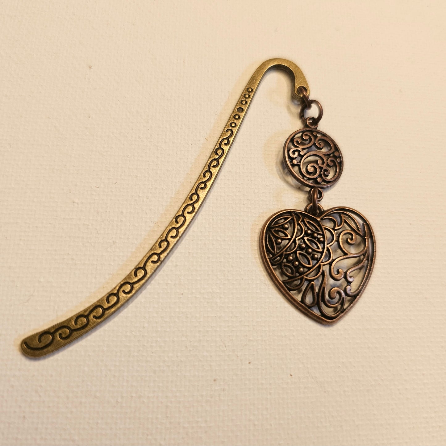 Copper Filigree Heart Bookmark