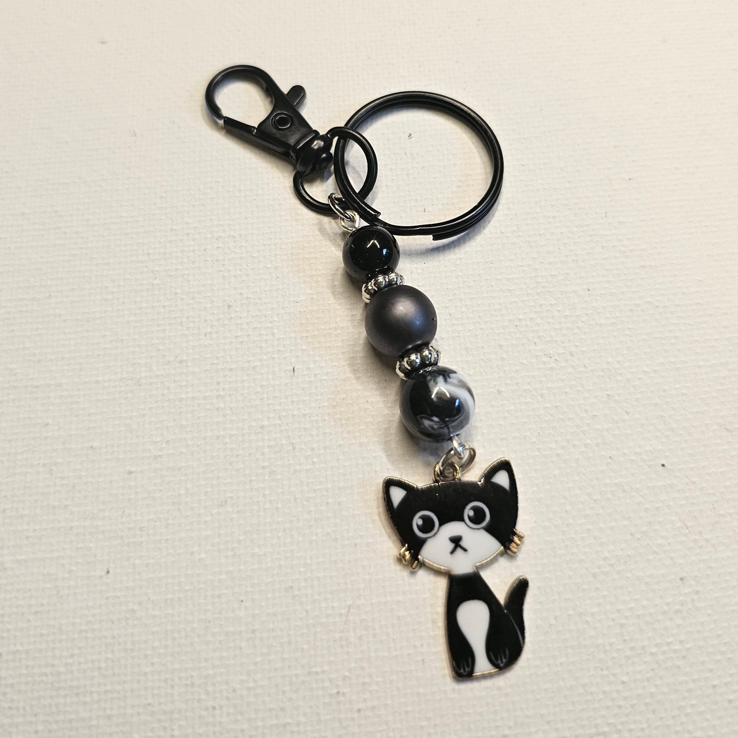 Black and White Cat Keychain