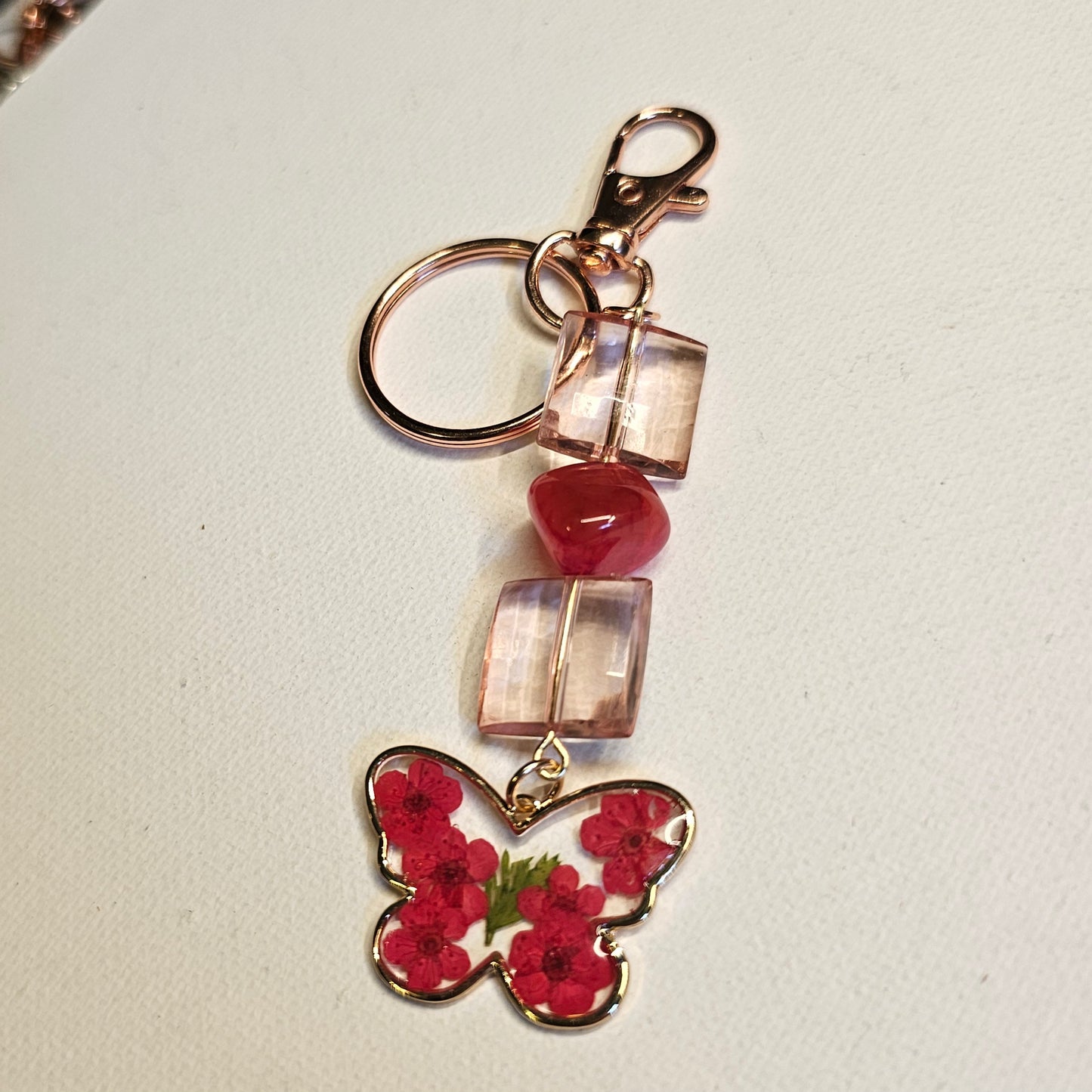 Dried Flower Butterfly Keychain
