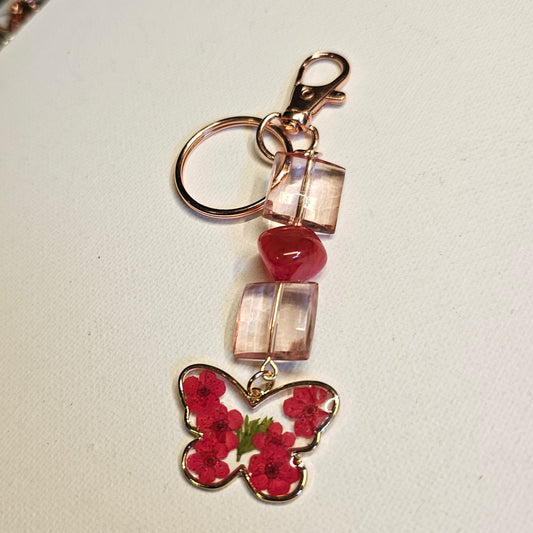 Dried Flower Butterfly Keychain