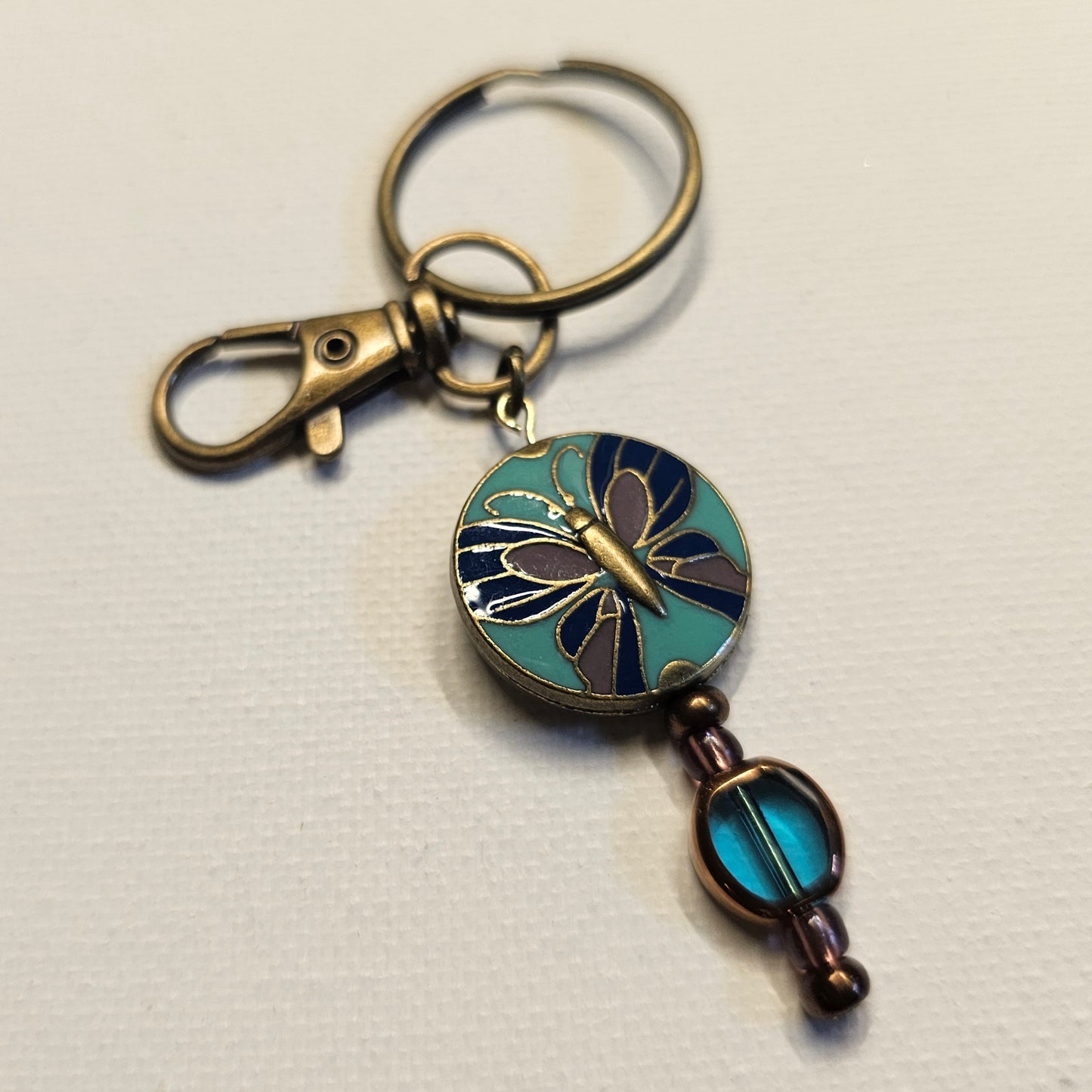 Turquoise and Purple Butterfly Keychain